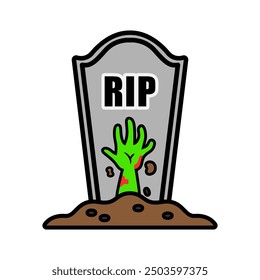 Grave cartoon. Halloween grave cartoon. Digital art illustration.