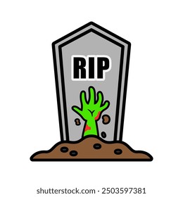 Grave cartoon. Halloween grave cartoon. Digital art illustration.