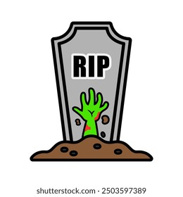 Grave cartoon. Halloween grave cartoon. Digital art illustration.