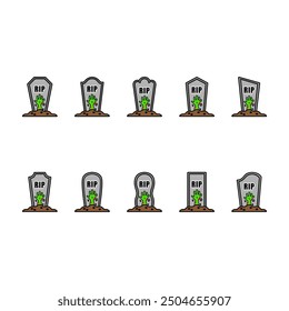 Grave cartoon. Halloween grave cartoon. Digital art illustration.