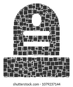 Grave composition icon of square figures and circle particles in variable sizes. Vector items are grouped into grave illustration design concept.