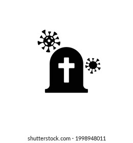 Grave of Covid death icon in trendy flat style isolated on white background. Symbol for your web site design, logo, app, UI. Vector illustration, EPS