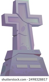 Icono de dibujos animados de Grave Cross. Cruz de la piedra de la muerte aislada en el fondo blanco