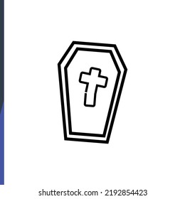 Grave with cross, halloween holiday, web icons, thin line vector icons
