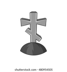 Grave cross icon in black monochrome style isolated on white background. Death symbol vector illustration