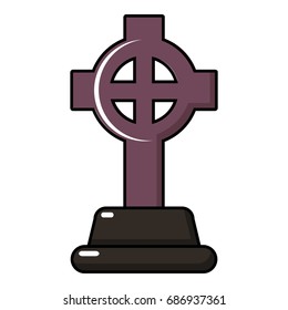 Grave cross icon. Cartoon illustration of grave cross vector icon for web design