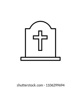 grave with a cross outline icon. Element of religion sign for mobile concept and web apps. Thin line grave with a cross outline icon can be used for web and mobile on white background