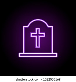 grave with a cross outline icon. Elements of religion in neon style icons. Simple icon for websites, web design, mobile app, info graphics