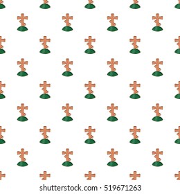 Grave cross pattern. Cartoon illustration of grave cross vector pattern for web