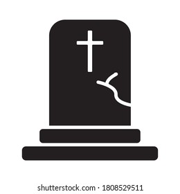 grave with cross silhouette style icon design, death tomb cementary and scary theme Vector illustration