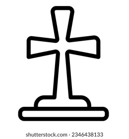 Grave cross, tombstone, halloween, cemetary line icon, halloween concept, headstone vector sign on white background, outline style icon mobile concept web design. Vector graphics.