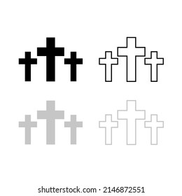 Grave crosses three pieces color black and gray