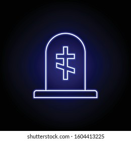 grave, death outline blue neon icon. detailed set of death illustrations icons. can be used for web, logo, mobile app, UI, UX