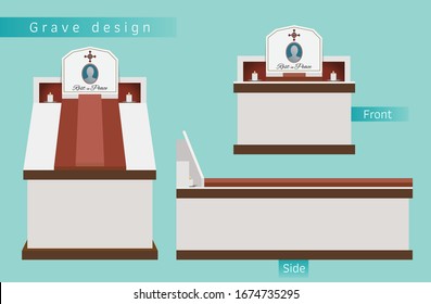 Grave design vector include front, side view
