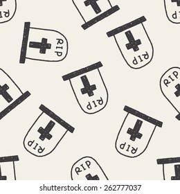 grave doodle drawing seamless pattern background