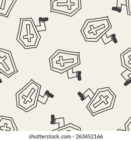 grave doodle drawing seamless pattern background