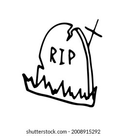 Grave doodle Vektorgrafik, handgezeichnet Skizze. Wunderschönes und lustiges, handgezeichnetes Iktomb für Halloween.