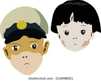 grave of the fireflies character caricature vector illustration 