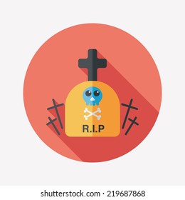 grave flat icon with long shadow,eps10