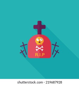 grave flat icon with long shadow,eps10