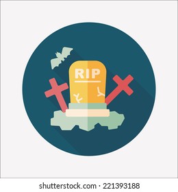 grave flat icon with long shadow,eps10