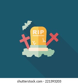 grave flat icon with long shadow,eps10