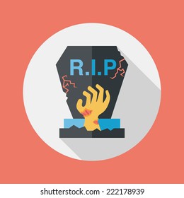 grave flat icon with long shadow,eps10
