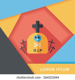 grave flat icon with long shadow,eps10
