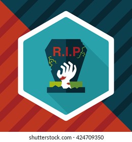grave flat icon with long shadow,eps10