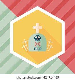 grave flat icon with long shadow,eps10
