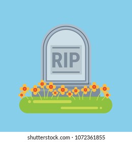 Grave flat icon, grave on blue background.