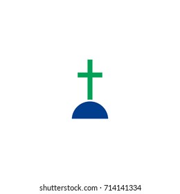 Grave flat icon. Single high quality symbol of line halloween vector for web design or mobile app. Color sign of party for design logo. Single pictogram on white background