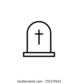 Grave flat icon. Single high quality outline symbol of funeral for web design or mobile app. Thin line signs of death for design logo, visit card, etc. Outline logo of life.