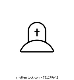 Grave flat icon. Single high quality outline symbol of funeral for web design or mobile app. Thin line signs of death for design logo, visit card, etc. Outline logo of life.