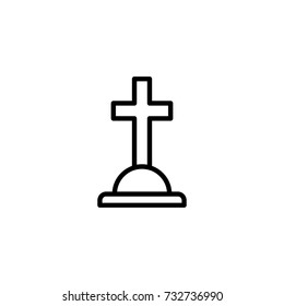 Grave flat icon. Single high quality outline symbol of funeral for web design or mobile app. Thin line signs of death for design logo, visit card, etc. Outline logo of life.