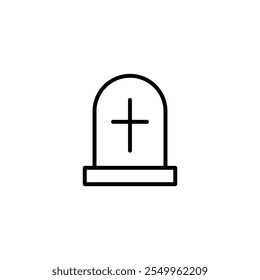 Grave flat icon. Thin line signs of death for design on white background..eps