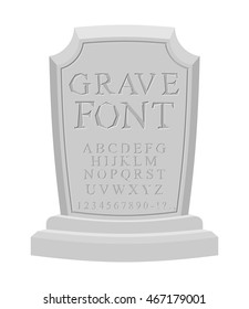 Grave font. Set of letters to write on gravestone