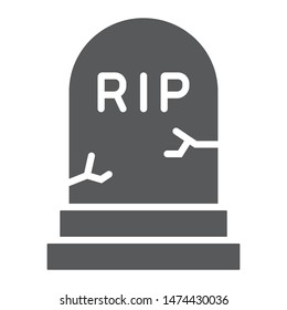 Grave glyph icon, gravestone and funeral, tombstone sign, vector graphics, a solid pattern on a white background, eps 10.