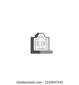 Grave, gravestone pixel art icon. Element design for logo, stickers, web, embroidery and mobile app. Isolated vector illustration. 8-bit sprite.