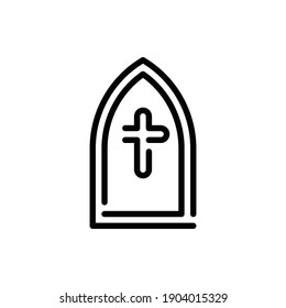 Grave, Graveyard, Window Christ Icon Logo Illustration Vector Isolated. Christ and Easter Icon-Set. Suitable for Web Design, Logo, App, and UI. Editable Stroke and Pixel Perfect. EPS 10.