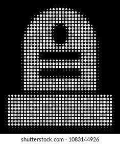 Grave halftone vector icon. Illustration style is dotted iconic grave symbol on a black background. Halftone structure is made of spheric points.