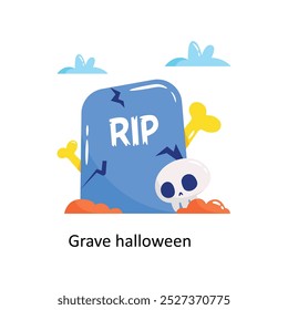 Adesivo de vetor de doodle de halloween grave. Arquivo EPS 10