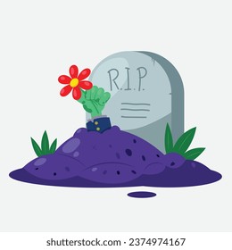 grave halloween rip hand zombie cartoon graphic vector