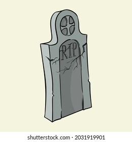 Grave, headstone. Hand drawn vector illustration isolated on background.