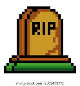 Grave headstone in pixel art style