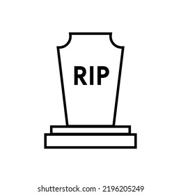 Grave Icon. Black Rip Icon. Linear Icon Of Tombstone. Vector Illustration.