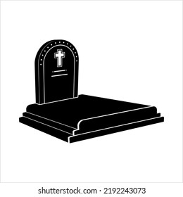 Grave Icon, Buried Human Dead Body Location Vector Art Illustration