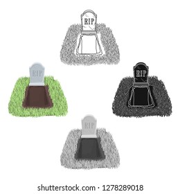 Grave icon in cartoon style isolated on white background. Funeral ceremony symbol stock vector illustration.