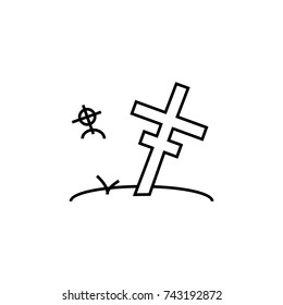 Grave icon , Christian Cross Halloween icon on white background