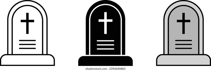 Grave Icon collection lined, isolated and colored version on white background. Vector illustration